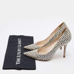 Pre Owned Dior Beige/Black Watersnake Leather Pointed Toe Pumps Size 39