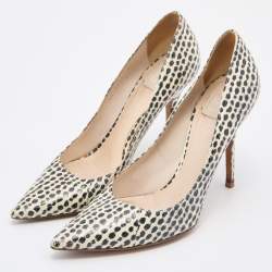Pre Owned Dior Beige/Black Watersnake Leather Pointed Toe Pumps Size 39