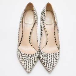 Pre Owned Dior Beige/Black Watersnake Leather Pointed Toe Pumps Size 39