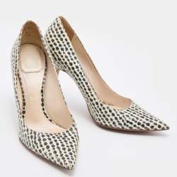 Pre Owned Dior Beige/Black Watersnake Leather Pointed Toe Pumps Size 39