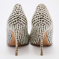Pre Owned Dior Beige/Black Watersnake Leather Pointed Toe Pumps Size 39