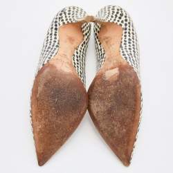 Pre Owned Dior Beige/Black Watersnake Leather Pointed Toe Pumps Size 39