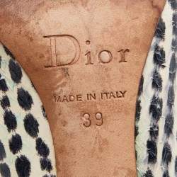 Pre Owned Dior Beige/Black Watersnake Leather Pointed Toe Pumps Size 39