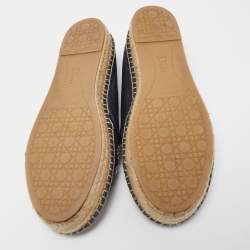 Pre Owned Dior Blue/Black Denim and Leather Espradrille Flats Size 38.5