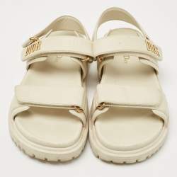 Dior Cream Leather DiorAct Slingback Sandals Size 38.5