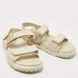 Dior Cream Leather DiorAct Slingback Sandals Size 38.5