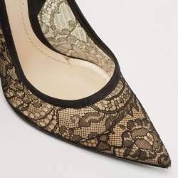 Pre Owned Dior Black Lace and Suede Pointed Toe Pumps Size 40