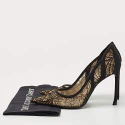 Pre Owned Dior Black Lace and Suede Pointed Toe Pumps Size 40