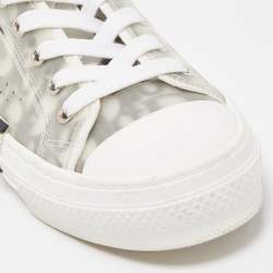 Pre Owned Dior White/Grey Oblique Mesh and Rubber B23 Low Top Sneakers Size 39