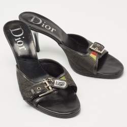 Dior Black Denim Slide Sandals Size 39