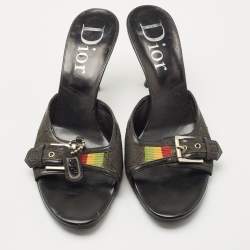 Dior Black Denim Slide Sandals Size 39