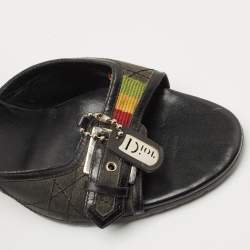 Dior Black Denim Slide Sandals Size 39