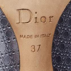 Dior Metallic Blue Microcannage Patent Pointed Toe Pumps Size 37