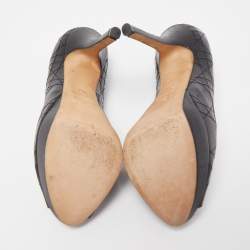 Pre Owned Dior Black Cannage Leather Peep Toe Platform Pumps Size 35.5