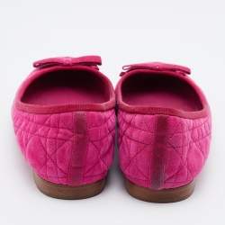 Pre Owned Dior Pink Quilted Cannage Suede My Dior Ballet Flats Size 39