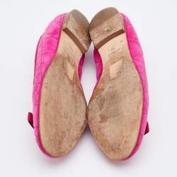 Pre Owned Dior Pink Quilted Cannage Suede My Dior Ballet Flats Size 39