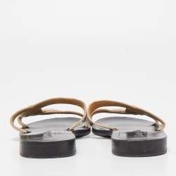 Pre Owned Dior Silver Leather Slide Flats Size 36.5