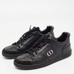 Pre Owned Dior Black Leather and Suede Low Top Sneakers Size 38