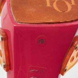 Dior Orange/Pink Perforated PVC Logo Embossed Peep Toe Slides Size 38.5