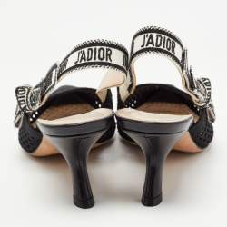 Dior Black Canvas and Mesh Jadior Slingback Pumps Size 37.5