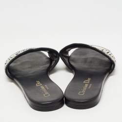 Dior White/Black Canvas Dway Slide Flats Size 37