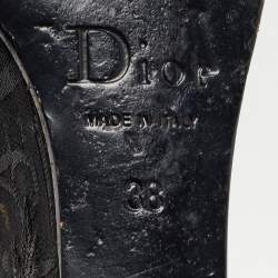 Dior Black Leather Floral Embroidered Wedge Ankle Wrap Sandals Size 38