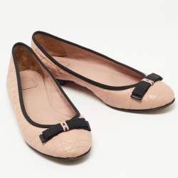 Dior Pink Cannage Leather Bow Ballet Flats Size 40