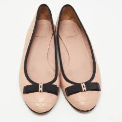Dior Pink Cannage Leather Bow Ballet Flats Size 40