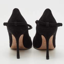 Dior Black Suede Crystal Embellished Pumps Size 38.5