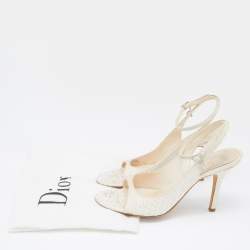 Dior Off White Python Slingback Ankle Strap Sandals Size 38