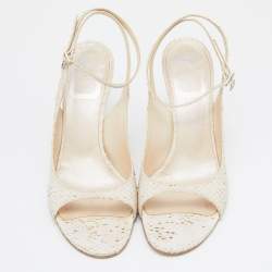 Dior Off White Python Slingback Ankle Strap Sandals Size 38