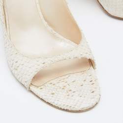 Dior Off White Python Slingback Ankle Strap Sandals Size 38
