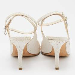 Dior Off White Python Slingback Ankle Strap Sandals Size 38