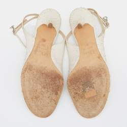 Dior Off White Python Slingback Ankle Strap Sandals Size 38
