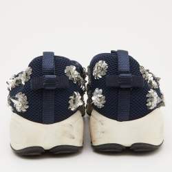 Pre Owned Dior Navy Blue Crystal Embellished Mesh Fusion Sneakers Size 37.5