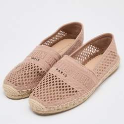 Dior Dusty Pink Mesh and Canvas Granville Espadrille Flats Size 40