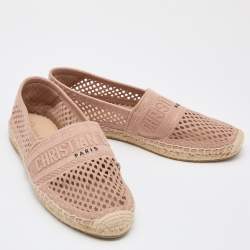 Dior Dusty Pink Mesh and Canvas Granville Espadrille Flats Size 40