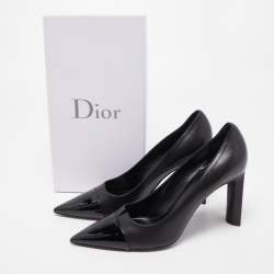 Dior Black Leather Pointed Cap Toe Pumps Size 40