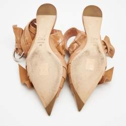 Pre Owned Dior Beige Patent Leather Buckle Detail Ankle Wrap Flat Sandals Size 39