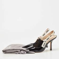 Dior Black Patent Leather J'Adior Slingback Pumps Size 38.5