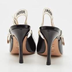 Dior Black Patent Leather J'Adior Slingback Pumps Size 38.5
