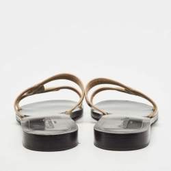 Dior Silver Leather Flat Slides Size 40.5 