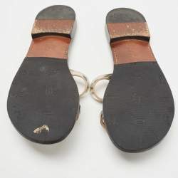 Dior Silver Leather Flat Slides Size 40.5 