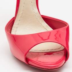 Dior Pink Patent  and PVC Plexi Clear Block Ankle Strap Sandals Size 36