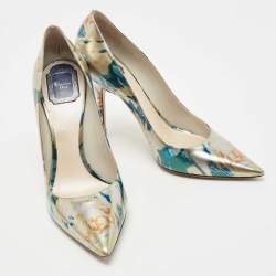 Dior Metallic Multicolor Printed Leather Pointed Toe Pumps Size 40 