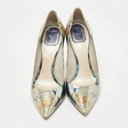 Dior Metallic Multicolor Printed Leather Pointed Toe Pumps Size 40 