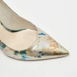 Dior Metallic Multicolor Printed Leather Pointed Toe Pumps Size 40 