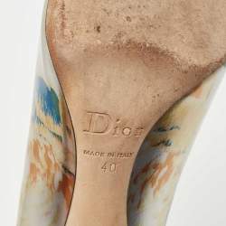 Dior Metallic Multicolor Printed Leather Pointed Toe Pumps Size 40 