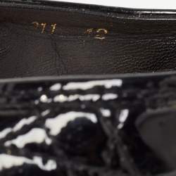 Pre Owned Dior Black Patent Leather Cannage Logo Details Slide Sandals Size 42