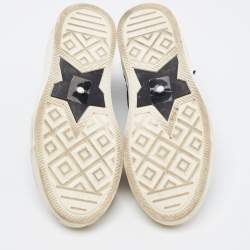 Pre Owned Dior Navy Blue Oblique Knit Fabric and Leather Walk'n'Dior Sneakers Size 36